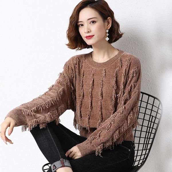 

women's sweaters women 2021 autumn lady o-neck batwing sleeve knitted loose pullovers, White;black