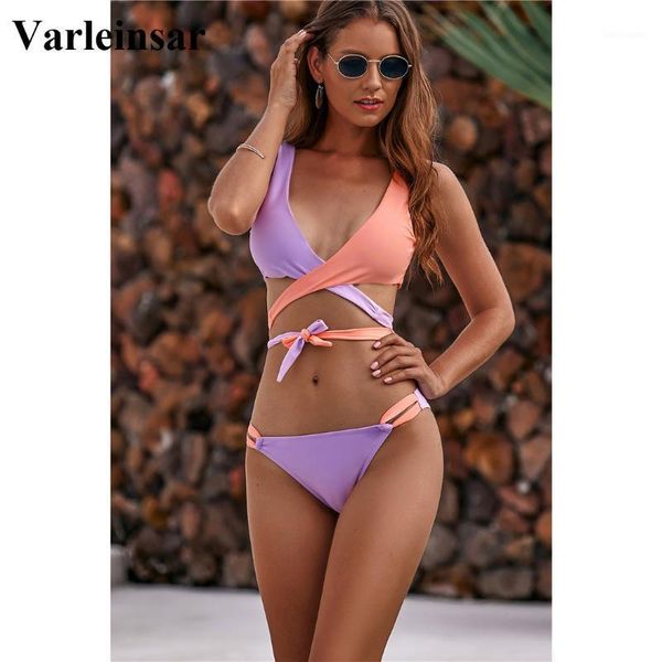 

new 2020 wrap around bikini brazilian swimsuit female swimwear women two-piece bikini set bandage bather bathing suit swim v18571, White;black