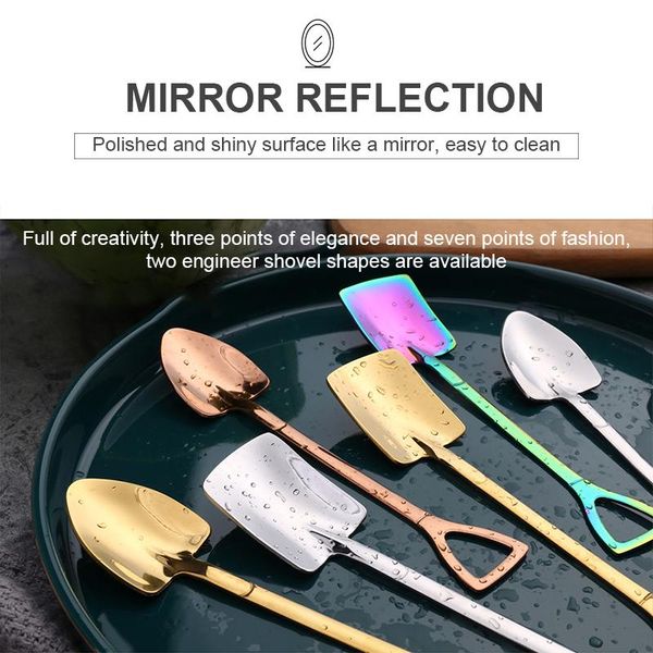 

10pc stainless steel shovel coffee spoon set creative tea spoon shovel dessert spoon christmas gift tableware ice tool h bbyila