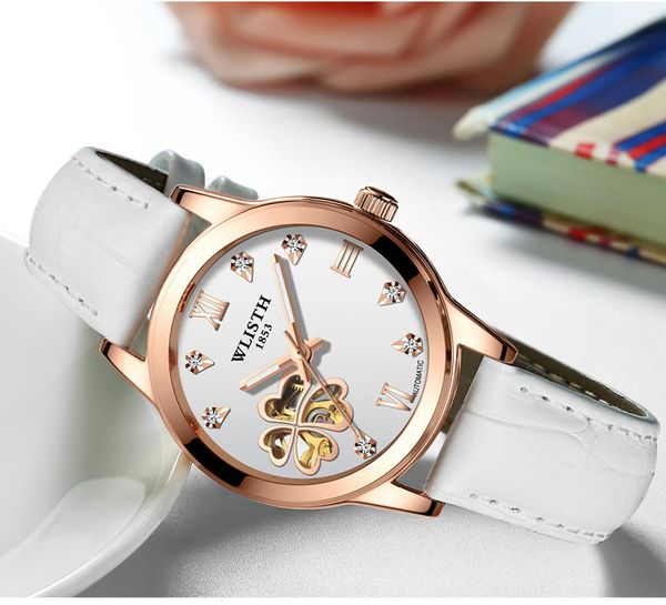 

jewelry 2021 ladies watches unique hollow automatic mechanical watch luminous waterproof fashion minimalist mechanical wristwatch for women, Slivery;brown