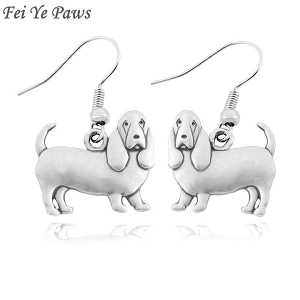 

vintage silver color boho basset hound & bloodhound drop dangle hook earrings bijoux femme long earrings for women jewellry