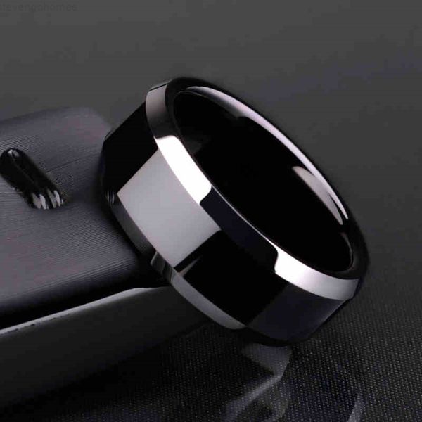 

men titanium black ps1702 ring, Silver