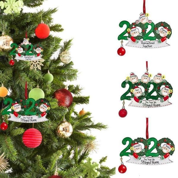 

wooden 2020 quarantine christmas ornament 4 styles pvc family of 2 3 4 5 xmas tree hanging pendant christmas decorations cca12547