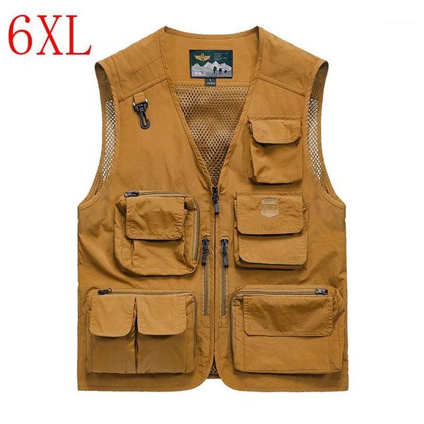 

plus size 5xl 6xl spring summer fast drying multi pocket mesh vest life-saving fish director journalist pgraphy vest men1, Black;white
