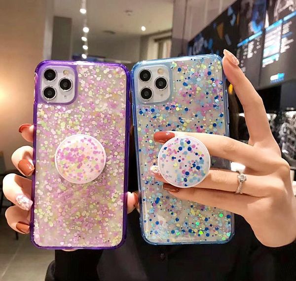 

luxury glitter bling sequins phone case for iphone 12pro max case with holder 12 11 8 7 xr xs max 6 plus shining grip jllxur qpseller