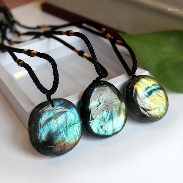 Colares Pingente Natural irregular Labradorite Moonstone Pingentes de Pedra Luz do sol em forma de Energia Mulheres Homens Cura Necklace1