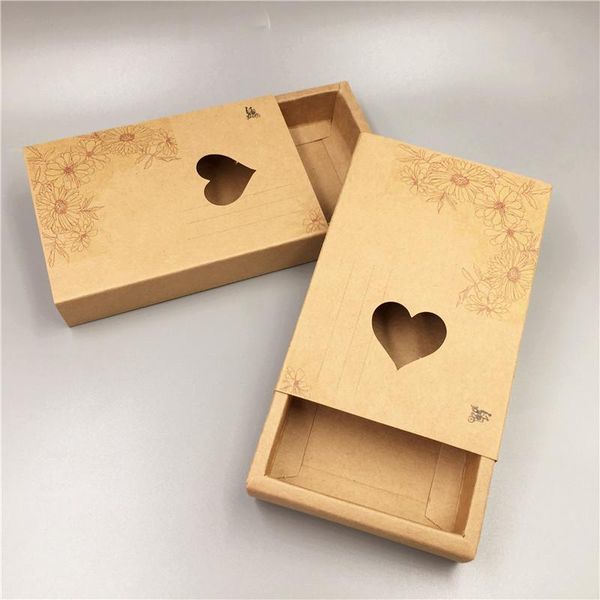 

100pcs drawer style vintage kraft cardboard wedding favor candy box packaging gift box for candy chocolate cookie craft gifts wmtmir