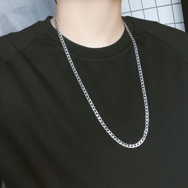 

high street classic simple necklace men and women hip hop korean version of student fashion versatile jewelry, Silver