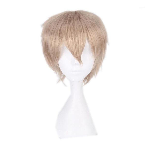 

halloween anime linen cosplay wig for men 30cm/11.81 blonde heat resistant synthetic hair cosplay wigs male universal1, Black