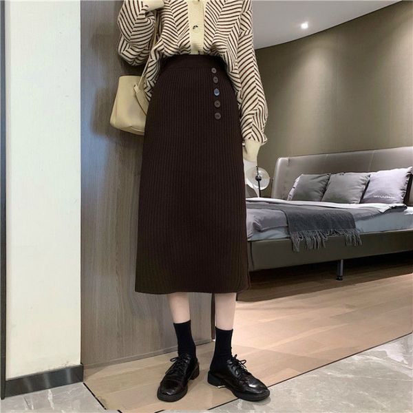 

2021 new spring autumn loose fashion mesh solid single-breasted pencil skirt y328 cr6c, Black