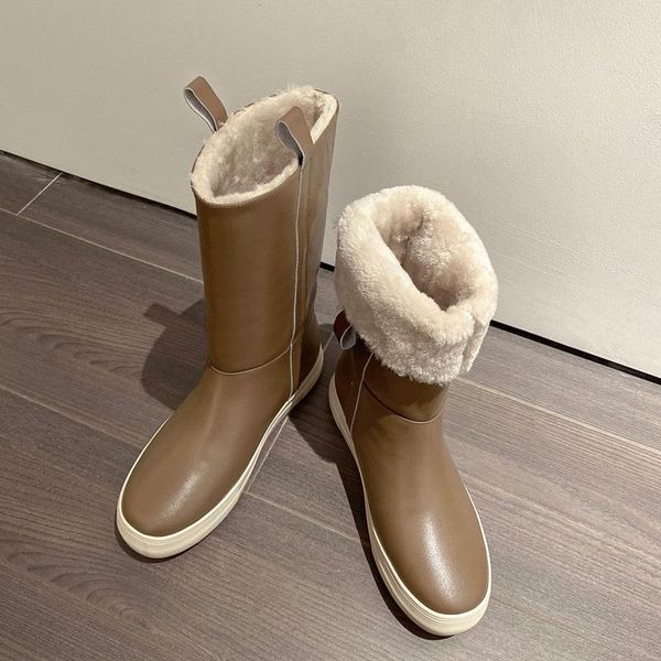 

new women ankle boots waterproof winter shoes woman leather snow boots platform keep warm with thick fur heels botas mujer, Black
