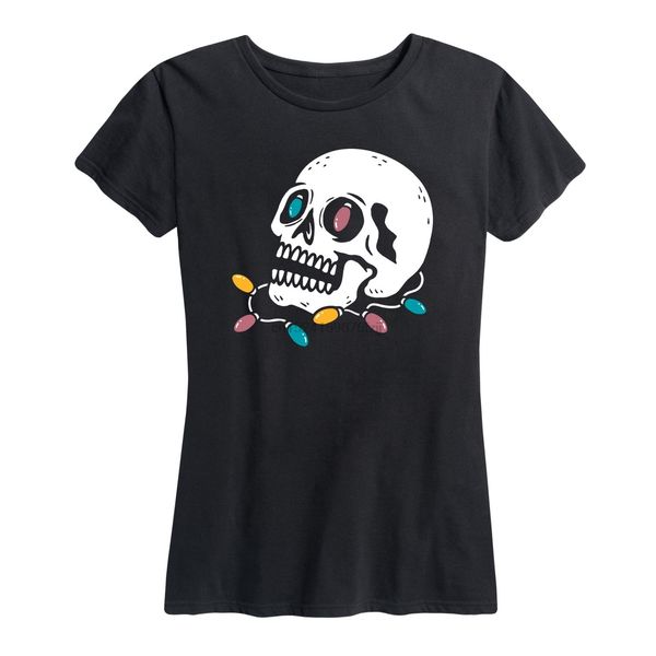

christmas light skull - womens short sleeve classic fit tee shirt sport hooded sweatshirt hoodie