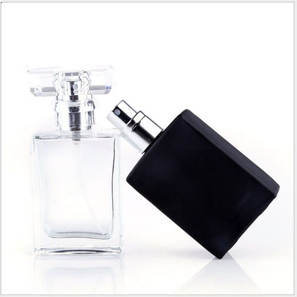 

30ml square black transparent perfume spray glass bottle 30ml atomizer spray bottle