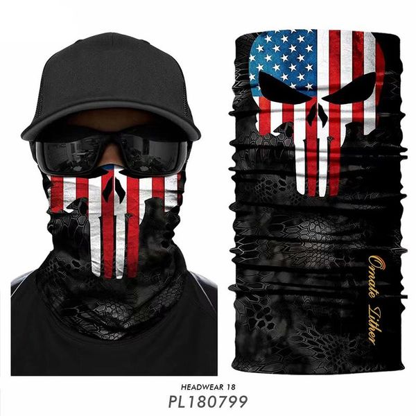 

3d punisher cycling face mask bandana halloween neck gaiter deadpool hiking scarves windproof headband balaclava bufanda hombre, Black
