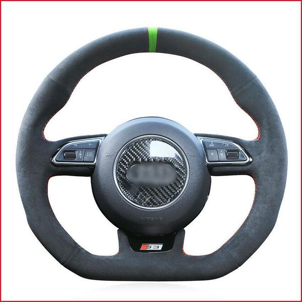 

custom made anti slip black suede diy car steering wheel cover for audi s1 8x s3 8v sportback s4 b8