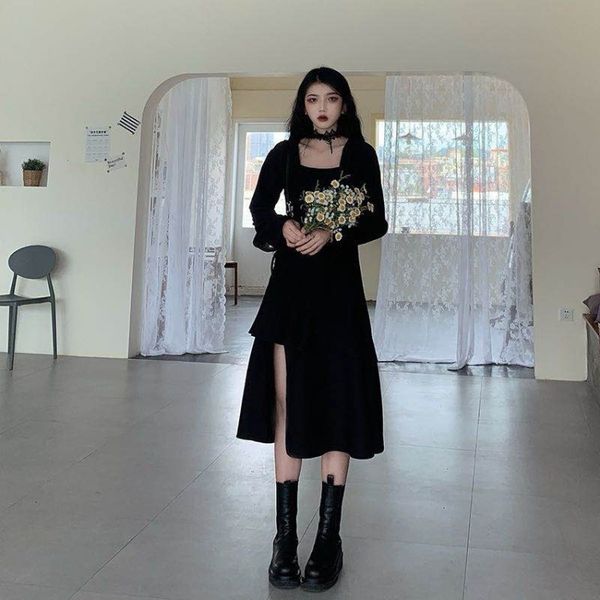 

ранняя осень женщин размера больших супер xiansen феи юбка французского платье дизайн чувство небольшой талии показать тонкий темперамент пл, Black;gray