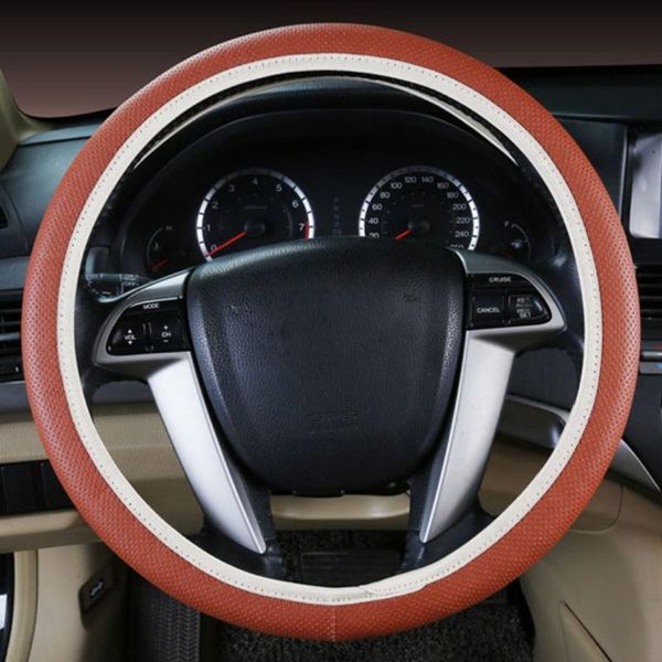 

steering wheel covers car leather punching cover diy soft steering-wheel