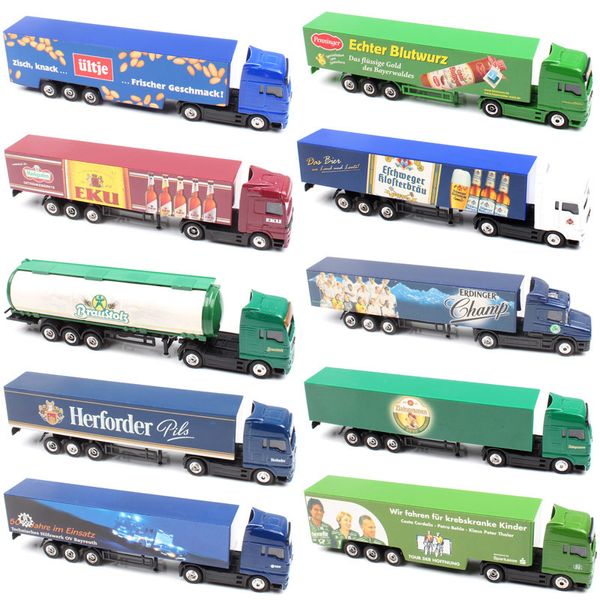 Kinder 1:87 Maßstab Mini Werbung AD Medien Container Cargo Heavy Tow Truck Diecast-Modelle Autofahrzeug Günstige Spielzeug für Kollektion LJ200930