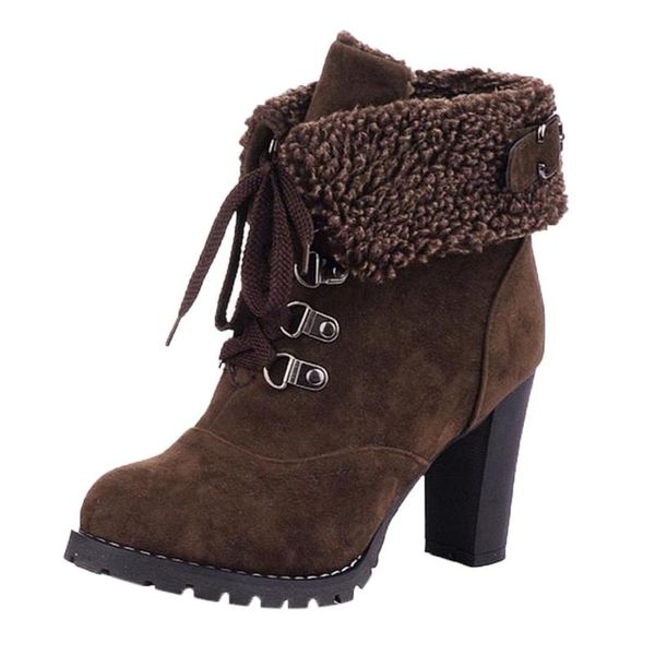 

boots women platform high heels women's buckle shoes thick heel short boot ladies drop #yl5, Black
