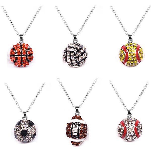 

11 color promotion softball baseball football necklace rhinestone crystal bling for sports girls dhl