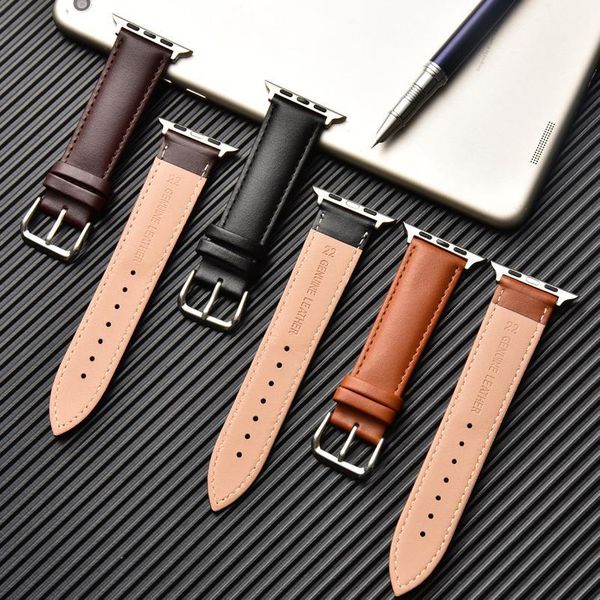 

brown leather band loop strap for watch 6 se 5 4 3 2 1 38mm 40mm , men leather wa qyljiz, Black;brown