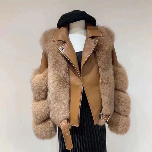 

women's fur & faux [deat] winter fashion tide thickening keep warm turn-down collar long sleeve women imitation coat, Black