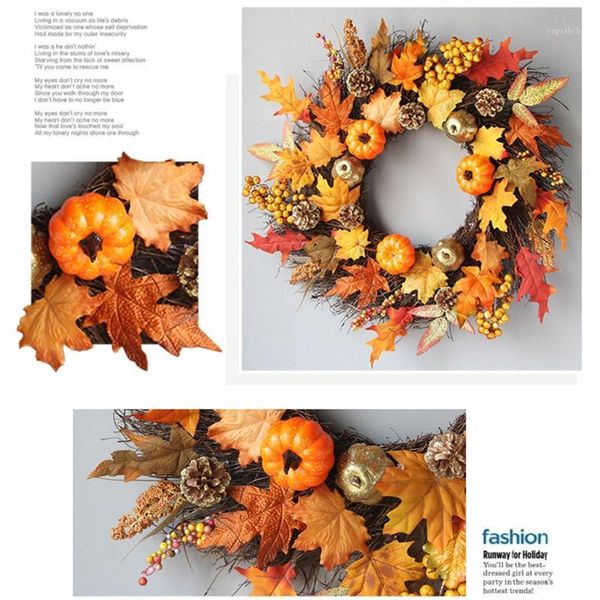 

45cm/60cm wreath with simulation pumpkins christmas decor props 67jb1