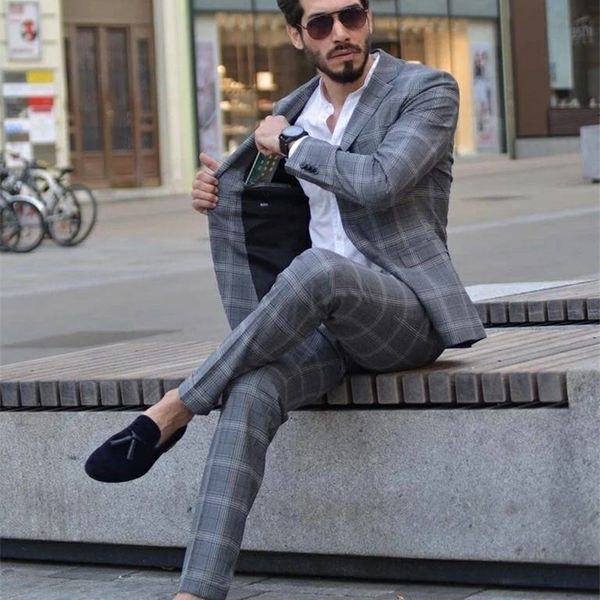 Nueva llegada de alta calidad Trajes para hombre Slim Fit Male Business Formal Wedding Tuxedos Por encargo Boy Friend Suit Hombre 2 piezas 201105