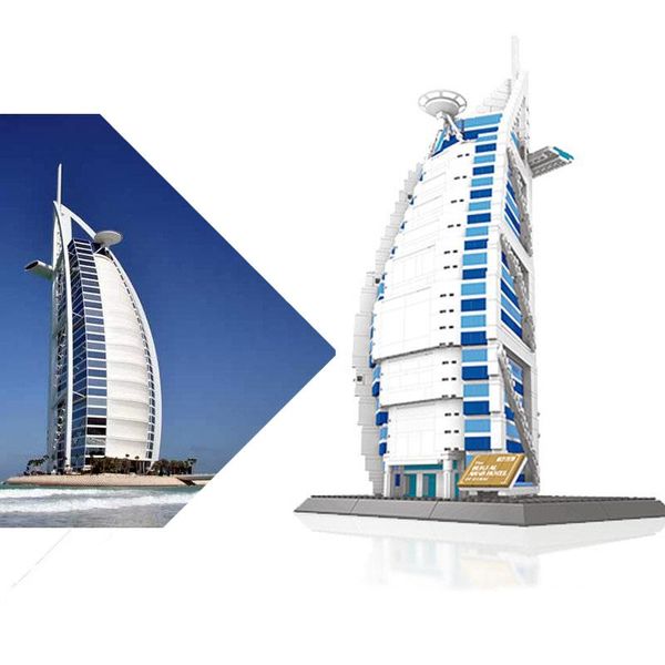 

1307pcs world famous classic streetview architecture building blocks the burj al arab l 3d model bricks children toy gifts wmtwpj