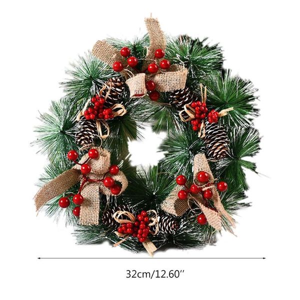 

рождественский венок искусственный pinecone красные ягоды garland висячие передняя дверь стена qx2e