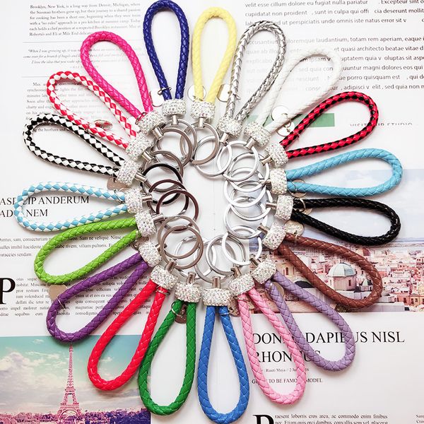 

Diamonds prepared skin cord creative car keychain pendant men ladies waist key chain loop hanging hanging Wholesale