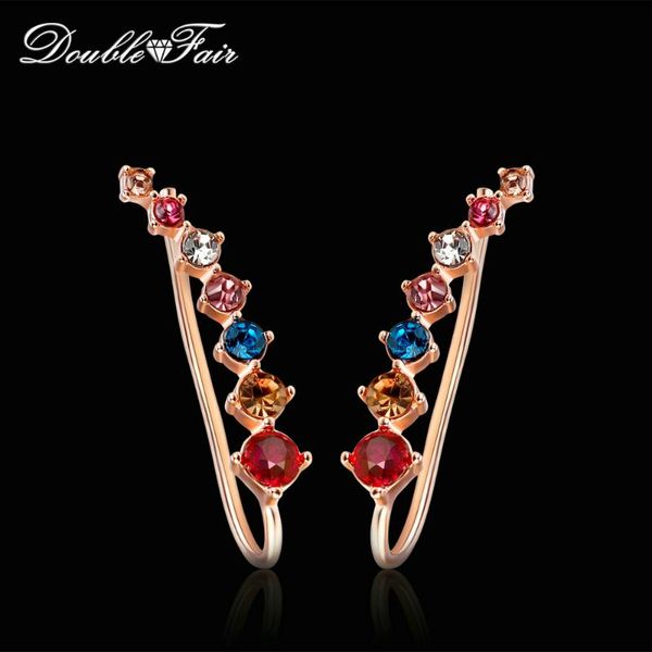 

double fair brand multicolor stud earrings white/rose gold color fashion jewelry for women ale drop shipping dfe527, Golden;silver