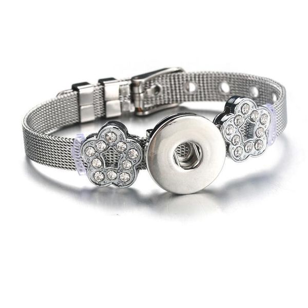 

new trendy stainless steel women bangles snap button bracelets jewelry fit 18mm snap jewelry crystal button bbycos, Golden;silver