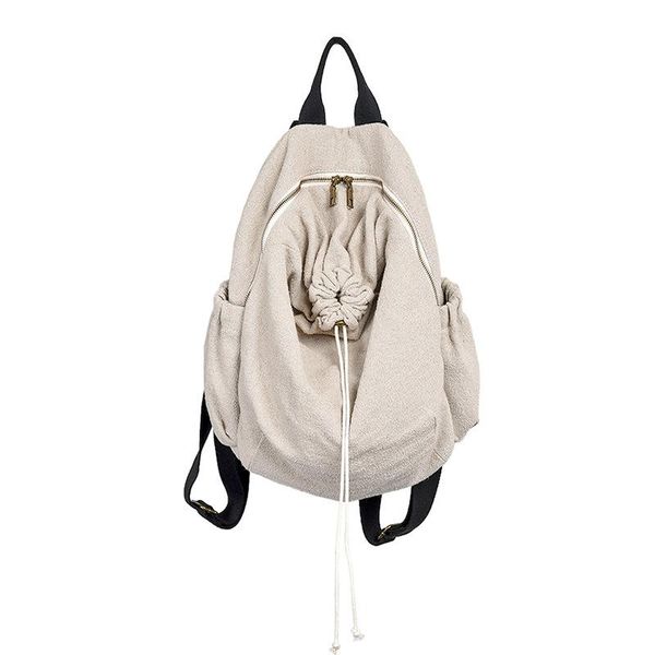 

women's summer day backpack simple canvas backpack large capacity cotton linen travel bag leisure bag
