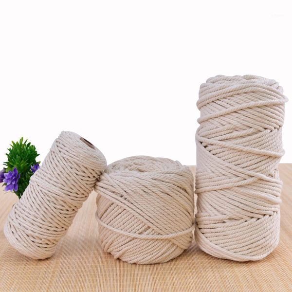 

macrame cotton cord 1/2/3/5/6mm handmade cotton cord thread crochet rope diy hanging tapestry weaving yarn knitting rope knit ya1, Black;white