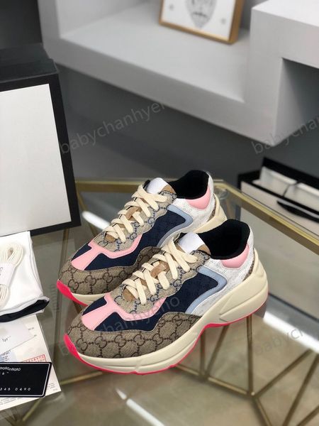 

men's and women's casual shoes daddy sneakers paris fashion luxury design shoes ladies thick-soled letters patchwork sneakers size, Black