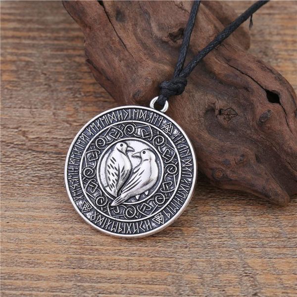 

pendant necklaces skyrim viking metal animal necklace valknut raven rune dangle knot amulet rope chain religious charm jewelry men, Silver
