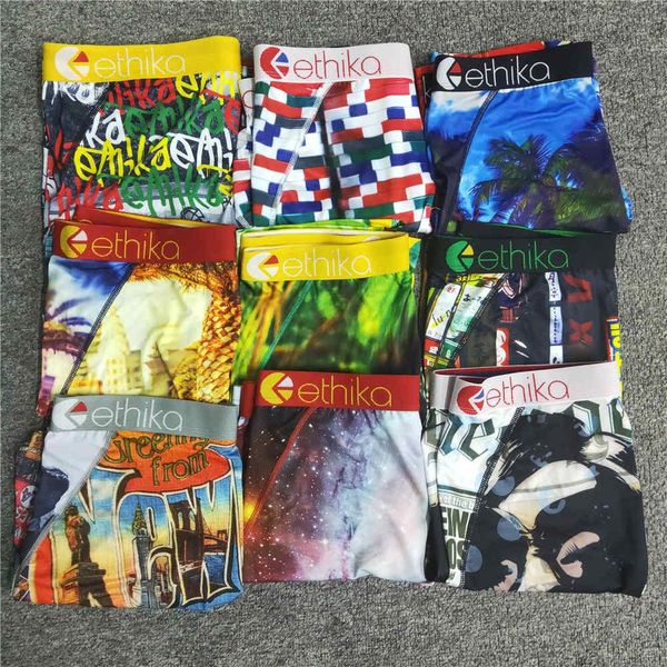

ethika boxers technical underwear graffiti women men fitness quick dry cotton boxer sport short boxer 567, Black;white