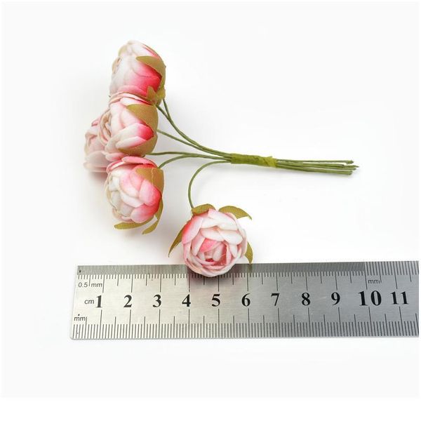 

6pcs/lot silk velvet mini rose artificial flowers wedding party home decoration bridal wreath gift scrapbook fake flower jllymk