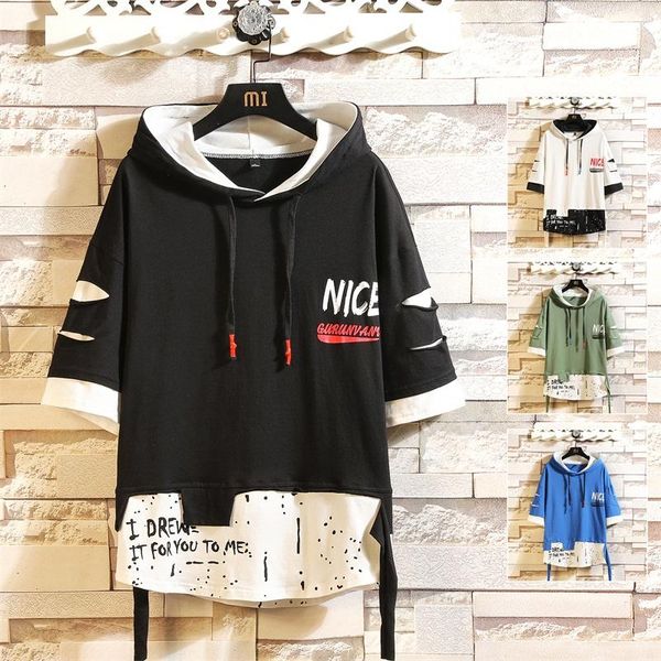 

summer 2020 short white black red green hoodie sweatshirt mens hip hop punk pullover streetwear casual fashion clothes