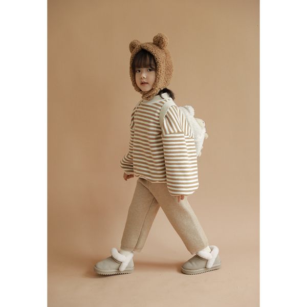 

new girls' striped sweater with cashmere baby's pullover warm children's winter 2020 men's clothing, Black