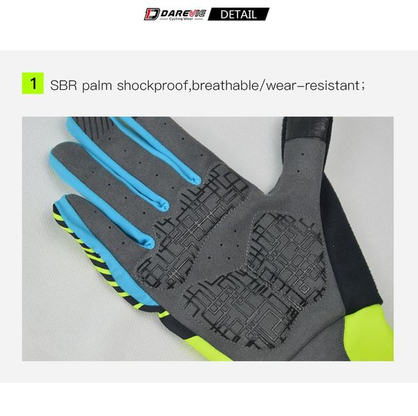 

darevie полный длинные велоспорт перчатки экрана касания пальцев велосипедные перчатки противоударный pad велосипед перчатки длинные талия д, Black