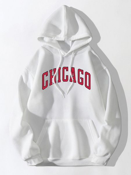 

letter graphic drop shoulder drawstring thermal lined hoodie z4pq#, White;black