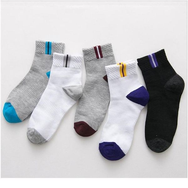 

5 pairs men's socks autumn and winter tube socks solid color sports socks cotton ankle breath bbygkm, Black
