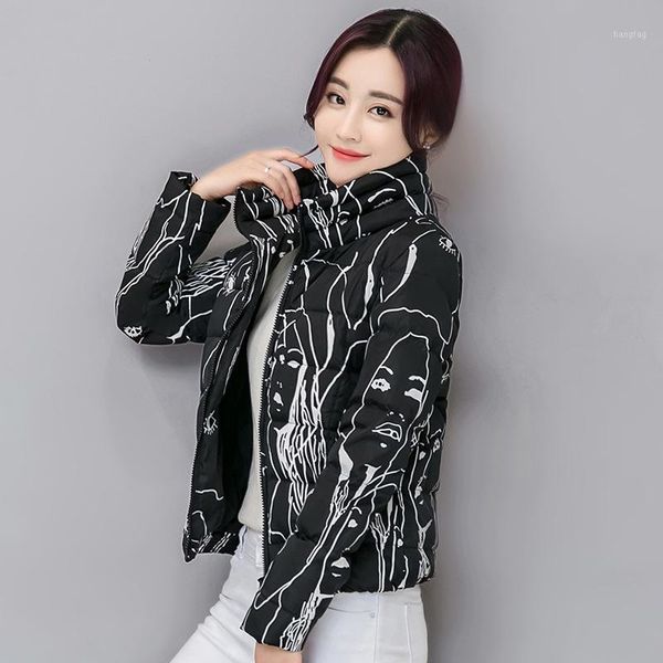 

light thin women jackets 2020 short cotton winter woman parka zipper pockets warm ladies coats stand collar down coat female1, Black