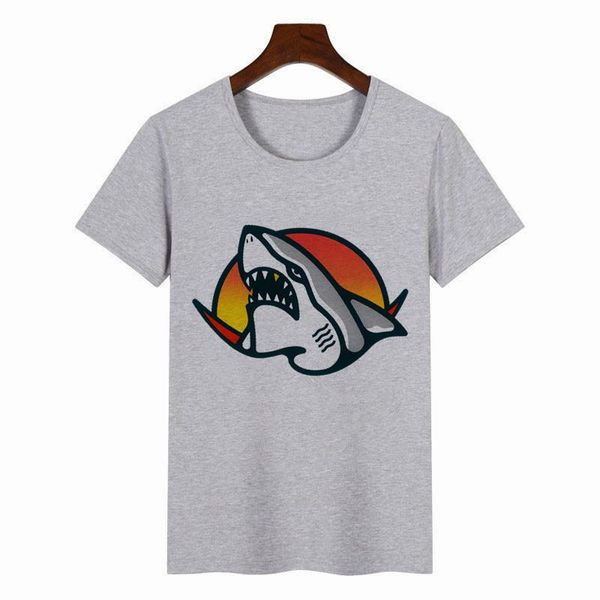

new graphic ladies cartoon print fashion t shirt cute shark harajuku t shirt women short sleeve t shirt casual camisas mujer jllzaz, White