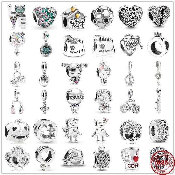 

925 sterling silver sweet home family girl boy bead fit pandora charms silver 925 original bracelet trinket diy women jewelry, Blue;slivery