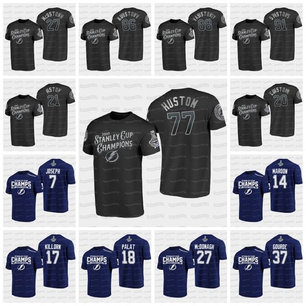 

tampa bay lightning 2020 stanley cup champions victor hedman nikita kucherov brayden point stamkos vasilevskiy mcdonagh t-shirt jersey, Black