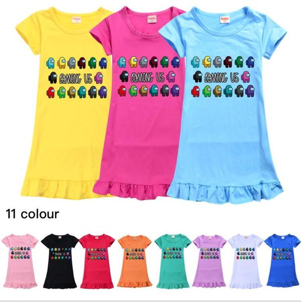 

girls among us dress 2 3 4 6 8 10 years party among us princess dress summer casual cartoon children kids dress, Red;yellow