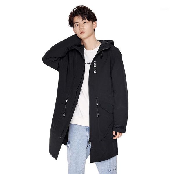 

semir men trench coat hooded cloak men irregular design long street punk vintage long coat for man1, Tan;black